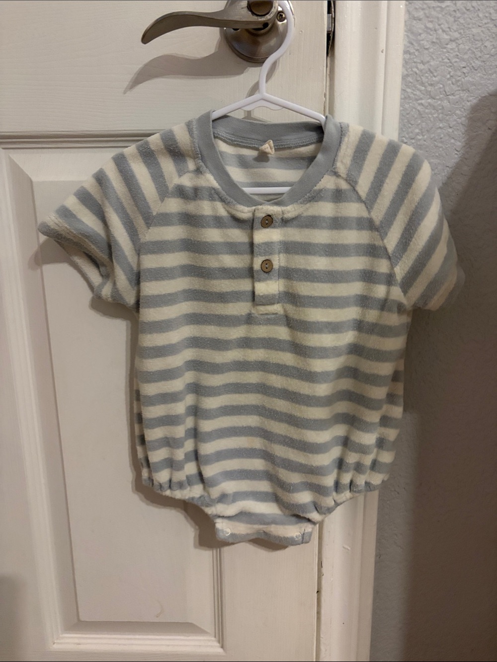Quincy Mae striped terry cloth romper